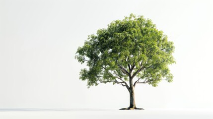 Obraz premium Single, vibrant green tree, isolated on white background.