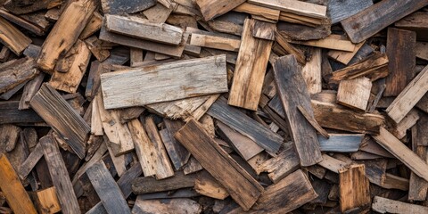 Scrap wood and lumber cuttings are available for use, ideal for firewood or junk removal service. This scrap wood can be recycled into reclaimed wood furniture or DIY decor, showcasing a rustic,