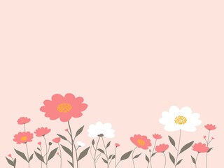 Naklejka premium Soft pink backdrop, background with elegant white and pink blossoms, ideal for romantic, spring, or wedding-themed designs