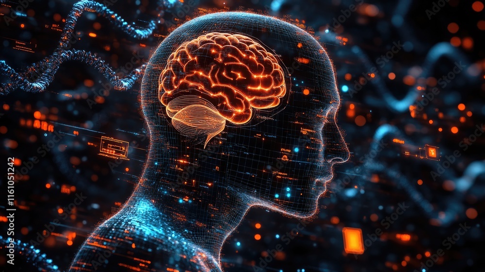 Aufkleber digital neural network in artificial intelligence conceptual artwork