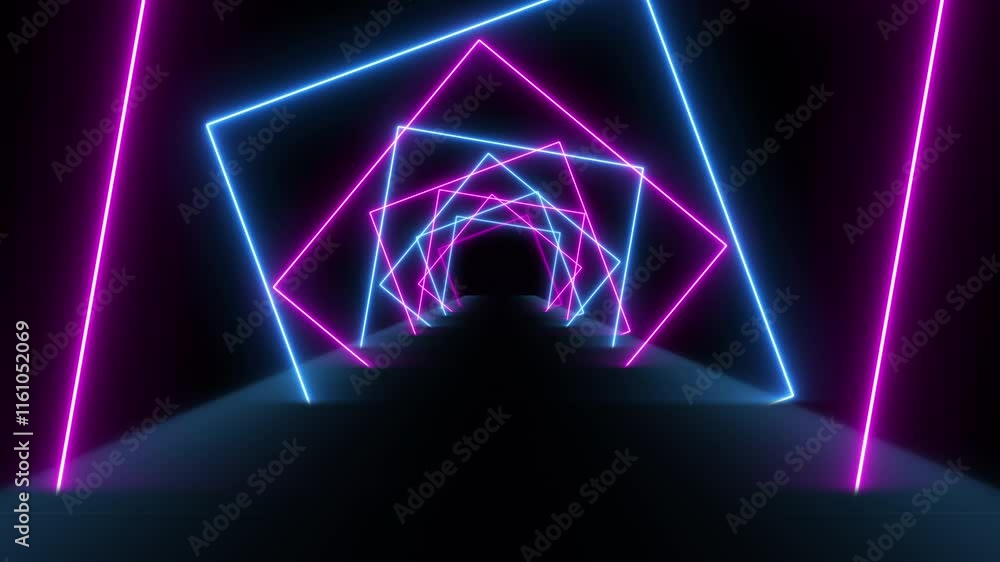 Wall mural vj led neon light tunnel event particles concert intro game edm music stage party openers titles abs