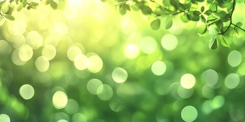 Fototapeta premium Light green bokeh creates a mesmerizing defocused background, featuring a soft green bokeh blurred texture that adds depth and interest to any visual composition.