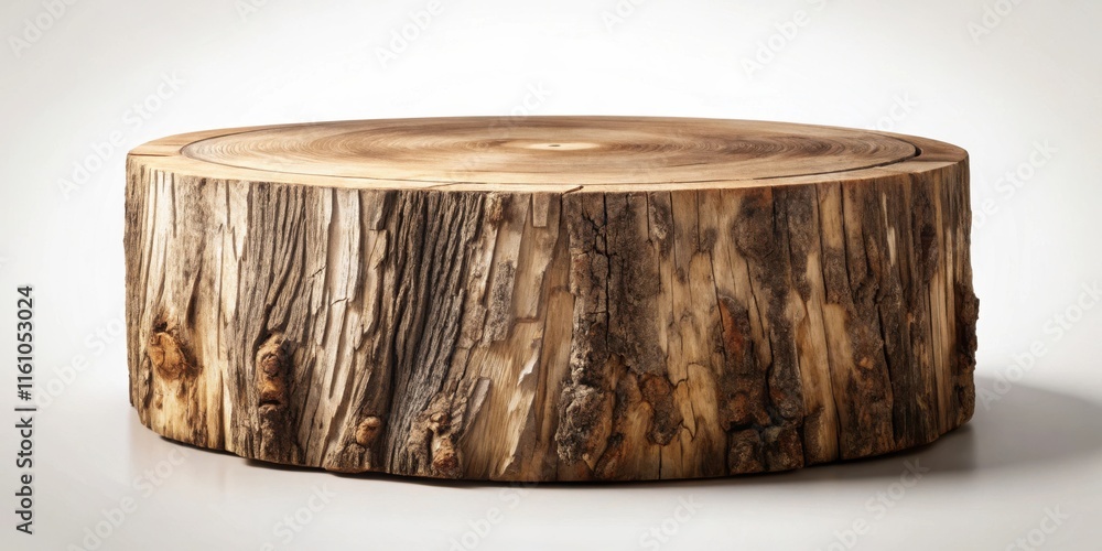 Poster A circular cross section of a tree trunk, displaying the intricate grain patterns and natural texture of the wood, showcasing the beauty of natural materials.