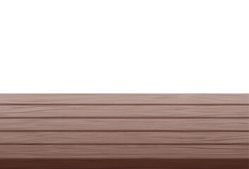 Wooden table top surface isolated over white background. Solid wood furniture close view vector illustration