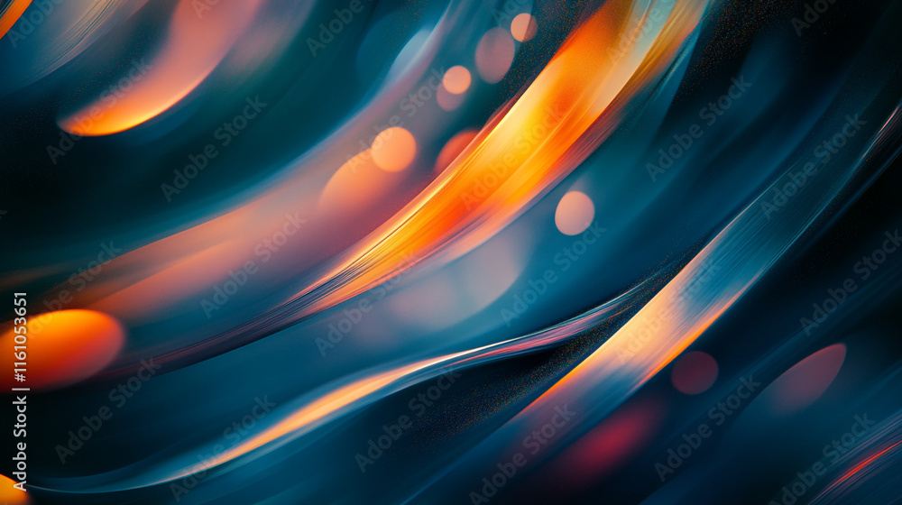Poster colorful abstract waves with bright orbs and smooth gradients in vibrant pattern