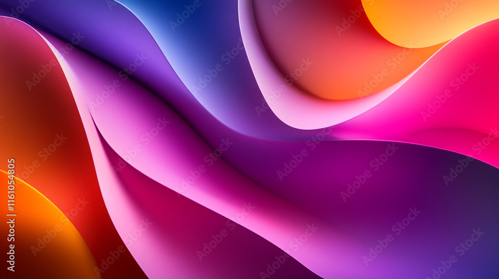 Poster colorful abstract waves create a mesmerizing visual display in vibrant hues