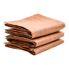 Stack of Textured Brown Paper Sheets on White Background