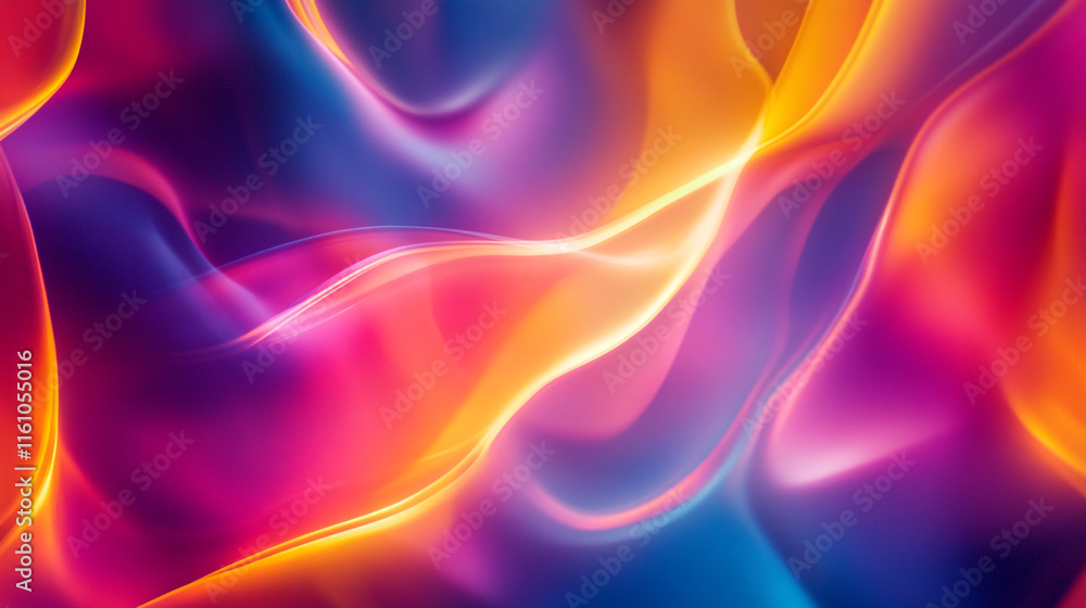 Poster colorful abstract wave patterns create a vibrant visual experience in bright hues