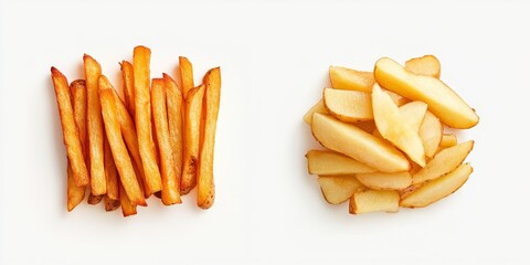 Crispy prepackaged potato fries offer a delightful crunch, while fresh frozen organic potato skins provide a wholesome option. Both are results of advanced AI generation techniques.
