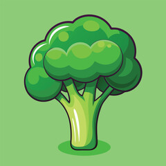 Fresh Green Broccoli Vector Clipart Illustration Artwork