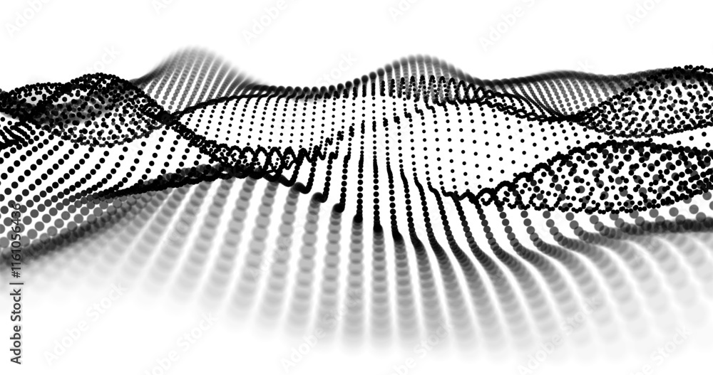Poster wave pattern vector. 3d black and white abstract digital particles background. technology concept. a