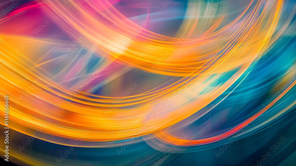 Poster colorful light patterns create dynamic abstract artwork in vibrant hues