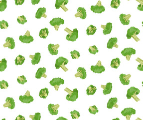 ブロッコリーと透明背景のシームレスパターン
