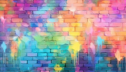 Graffiti brick wall, colorful background graphic resource