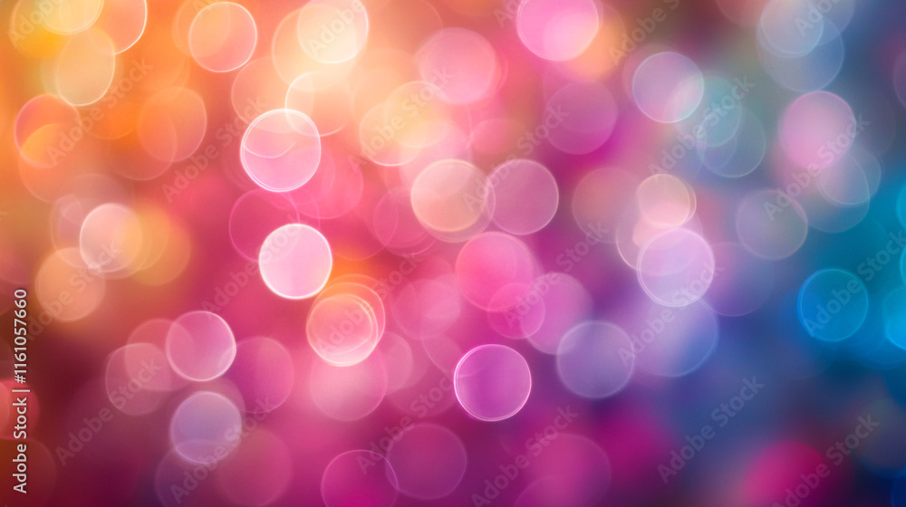Poster colorful bokeh background with vibrant lights in various shades creating a festive atmosphere