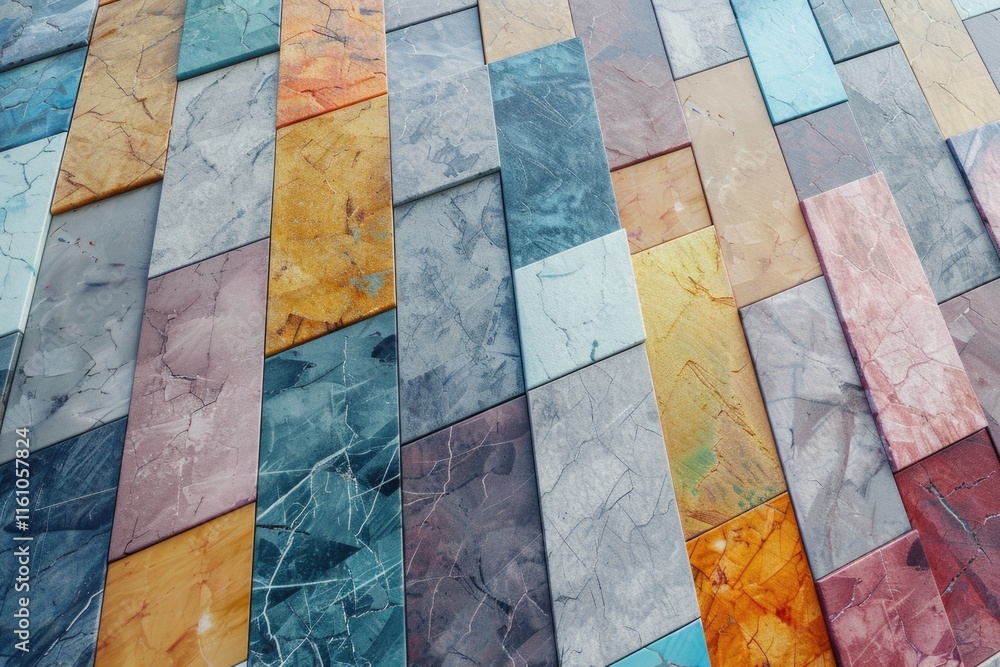 Poster this image displays a vivid and artistic pattern composed of variously colored tiles in an intricate