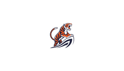 Minimalist White Tiger Logo with Bold Outline on Black Background