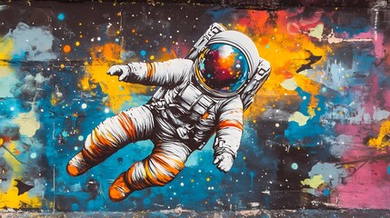 Astronaut in Space: A Vibrant Mural