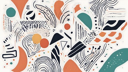 Playful Doodle Design Featuring Waves, Dots, and Irregular Shapes