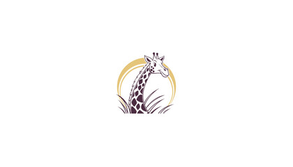 Minimalist White Giraffe Logo with Bold Outline on Black Background