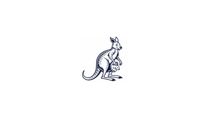 Minimalist White Kangaroo Logo with Bold Outline on Black Background