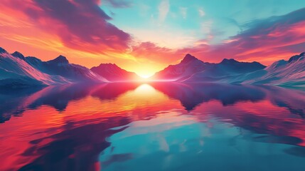 Fototapeta premium nature visuals ripple through surreal, radiant digital compositions., Generative AI