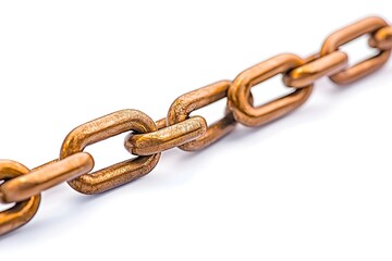 Obraz premium This close-up image showcases a section of a copper chain against a plain white background.