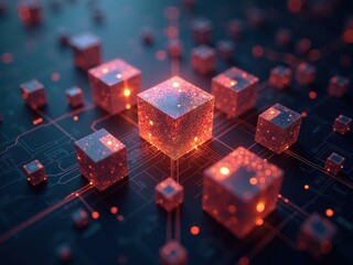 Fototapeta premium Advanced representation of qubits in a quantum computing system illustrating their interconnectedness and processing capabilities for future technology