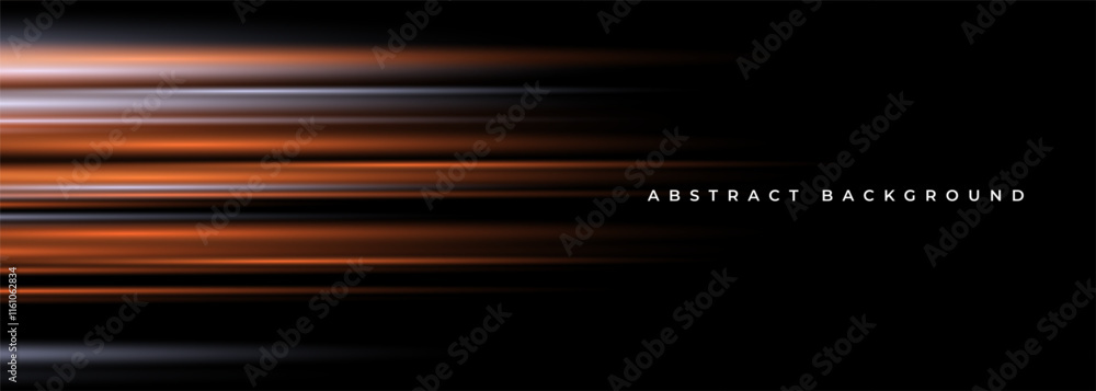Poster Black and orange modern abstract background with yellow glowing movement and high-speed light effect. Vector illustration