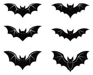 Halloween isolated black bat silhouettes for holiday