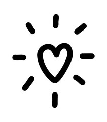 Simple doodle heart. Hand drawn heart isolated on white background. Valentine s Day symbol. Vector illustration.