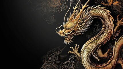 Illustrated image of a Chinese dragon with intricate details, symbolizing power and good fortune in Chinese culture.