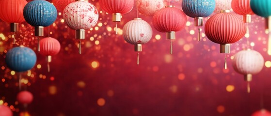 Obraz premium 3D illustration of Chinese New Year fireworks in spring, symbolizing harmony and new life, with bright displays and traditional celebratory elements like lanterns