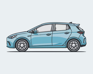 Obraz premium A flat vector illustration of hatchback car drawing, transportation vector graphic 
