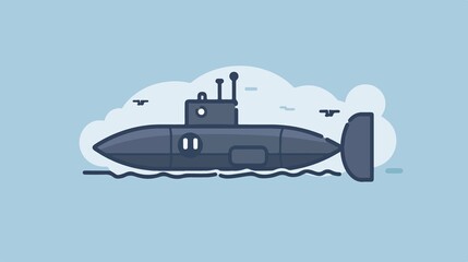 Submarine Vector Isolated Flat Illustration