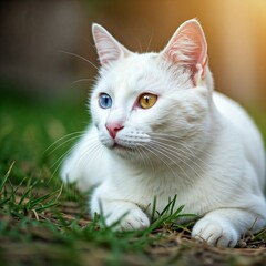 White Cat with Heterochromia