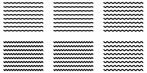 Vector zigzag lines and waves, wavy pattern. wavy zigzag lines. Black underlines wavy curve zig zag line pattern in abstract style.