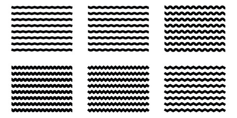 Vector zigzag lines and waves, wavy pattern. wavy zigzag lines. Black underlines wavy curve zig zag line pattern in abstract style.