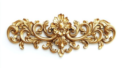 Fototapeta premium Ornate golden decorative piece featuring intricate floral patterns and swirling designs, ideal for embellishing furniture or art.