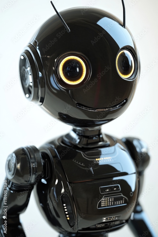 Aufkleber smiling humanoid robot with a friendly appearance, showcasing advanced technology and artificial int