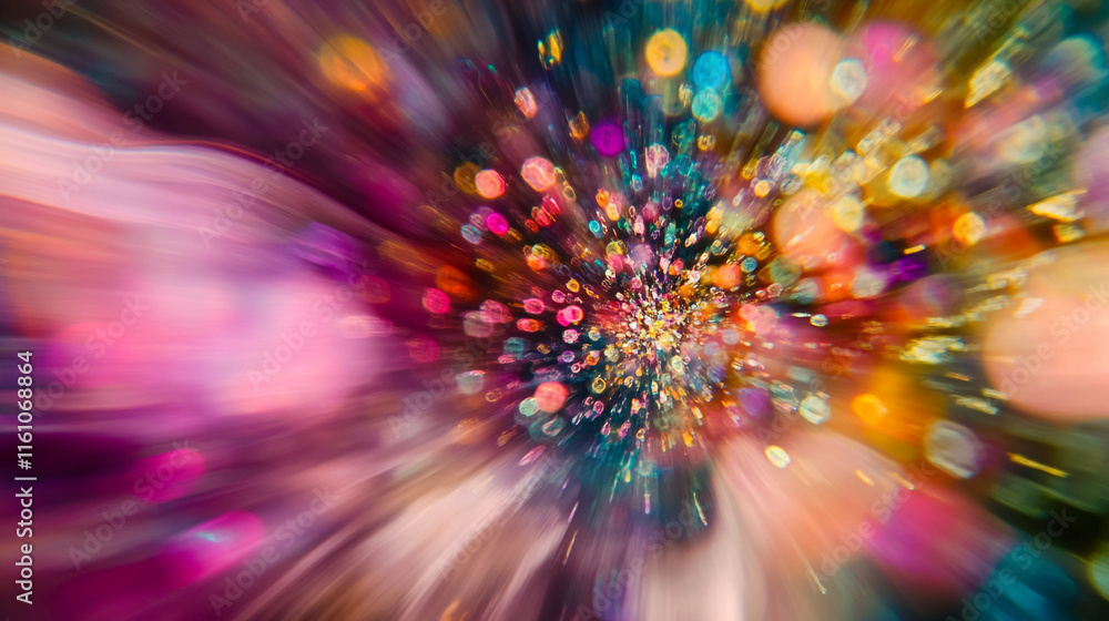 Poster vibrant explosion of colors and light creating a dreamy abstract effect