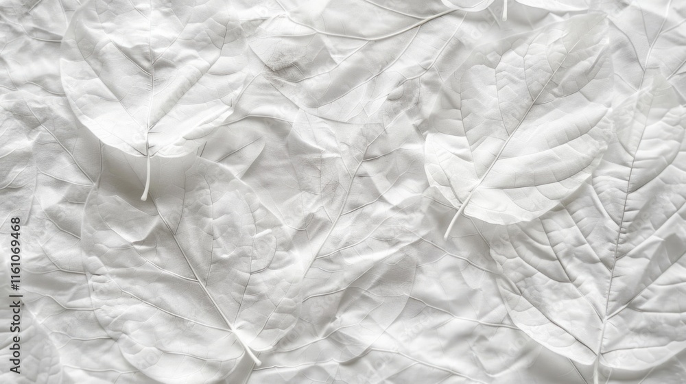Poster white background with a bunch of white leaves scattered on it. the leaves are arranged in a way that