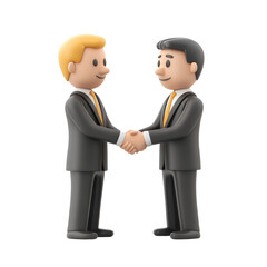 A 3D icon of a businessman shaking hands with a client, on a transparent background