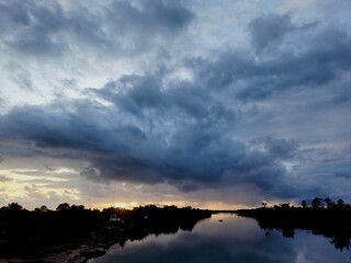 sunset over the river