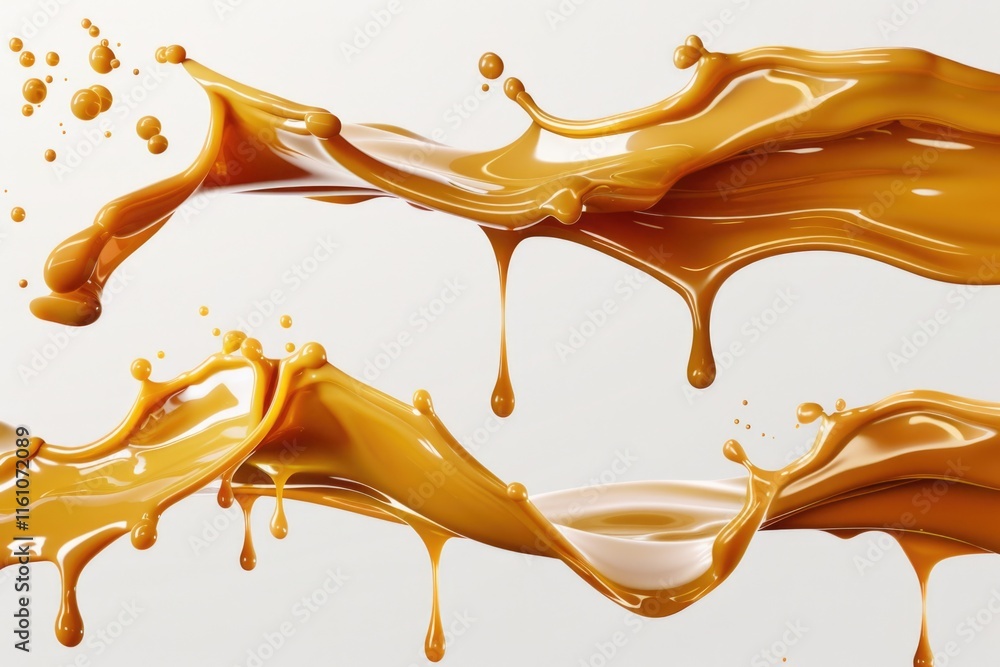 Poster a dynamic close-up of a hot liquid splashing and flowing with energy, creating a foamy and bubbly te