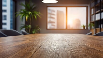 table top on office room blur background