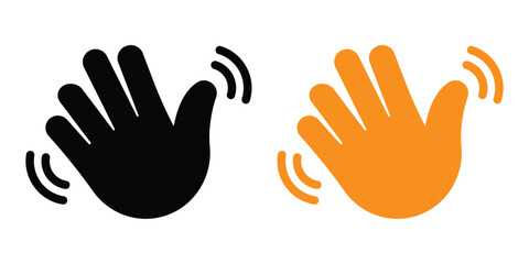 Wave hand, gestures of human hand icon in trendy style. Simple wave hand icon in flat design for greetings and goodbyes.