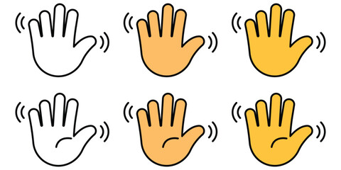 Wave hand, gestures of human hand icon in trendy style. Simple wave hand icon in flat design for greetings and goodbyes.