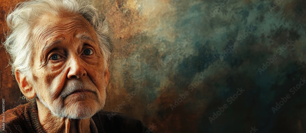 Fototapete elderly portrait showcasing wisdom and experience with an empty space for personalized text or messa