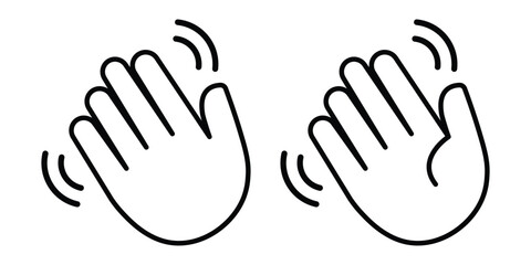 Wave hand line icon. Waving hand icon vector illustration.